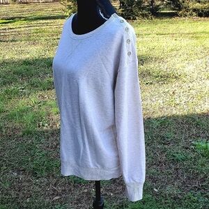 AERIE Cream sweater with decorative buttons Small